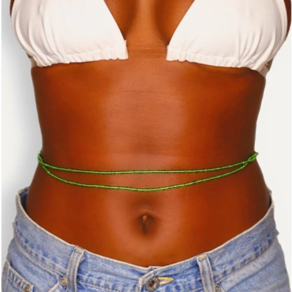 Green waist beads 34"